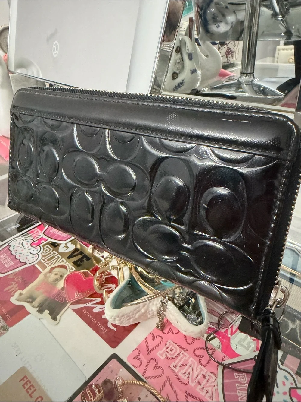 Coach black zip